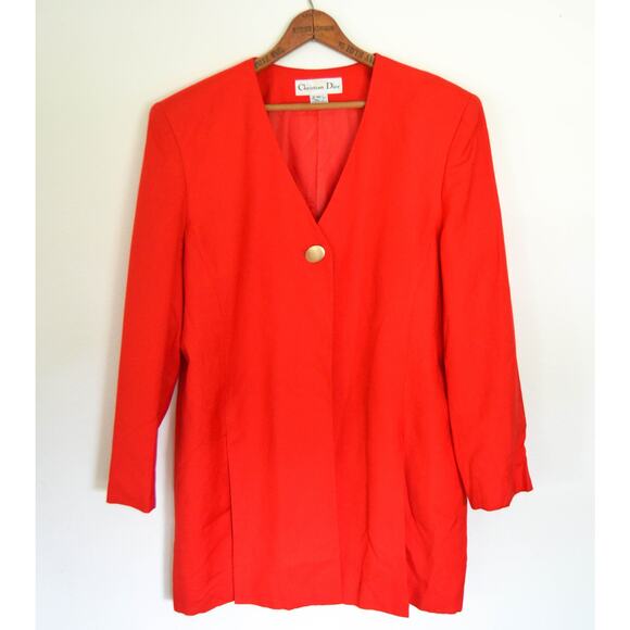 Christian Dior 80s Vintage Structured Red Jacket Size Large - Picture 4 of 9